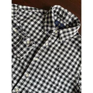 Ralph Lauren Shirt Men's Size M Checkered Black White Button Down Soft Viscose